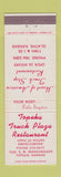 Matchbook Cover - Topeka Truck Plaza Restaurant Topeka KS Olathe