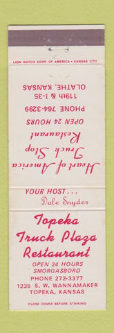 Matchbook Cover - Topeka Truck Plaza Restaurant Topeka KS Olathe
