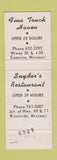 Matchbook Cover - Topeka Truck Plaza Restaurant Topeka KS Olathe