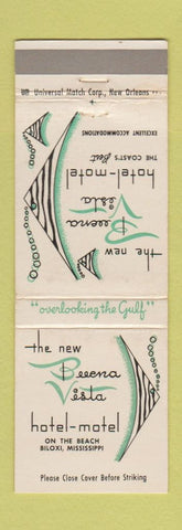 Matchbook Cover - New Buena Vista Hotel Motel Biloxi MS