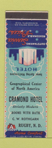 Matchbook Cover - Cramond Hotel Rugby ND