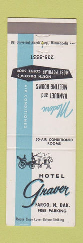 Matchbook Cover - Hotel Graver Fargo ND
