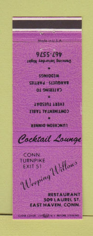 Matchbook Cover - Weeping Willows Restaurant East Haven CT