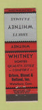 Matchbook Cover - Whitney Shirts Pajamas Grieve Bisset Holland Waterbury CT