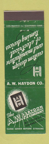 Matchbook Cover - AW Haydon Company Timing Motors Waterbury CT