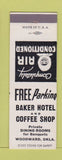 Matchbook Cover - Baker Hotel Coffee Shop Woodward OK