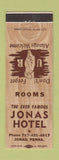 Matchbook Cover - Jonas Hotel Jonas PA