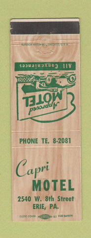 Matchbook Cover - Capri Motel Erie PA