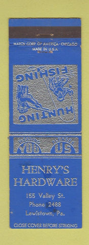 Matchbook Cover - Herny's Hardware Lewistown PA WEAR low phone #