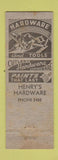 Matchbook Cover - Herny's Hardware Lewistown PA WEAR low phone #