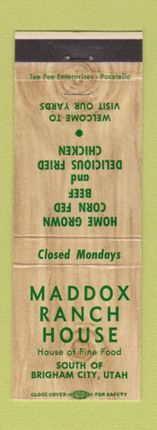 Matchbook Cover - Maddox Ranch House Birgham City UT