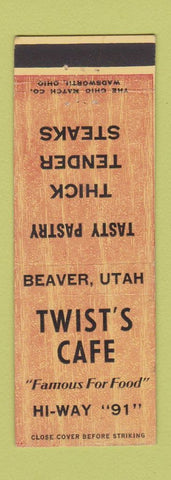 Matchbook Cover - Twist's Cafe Beaver UT