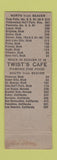 Matchbook Cover - Twist's Cafe Beaver UT