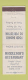 Matchbook Cover - Mickelson's Restaurant Nephi UT