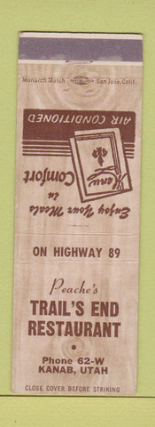 Matchbook Cover - Peache's Trail's End Restaurant Kenab UT low phone #