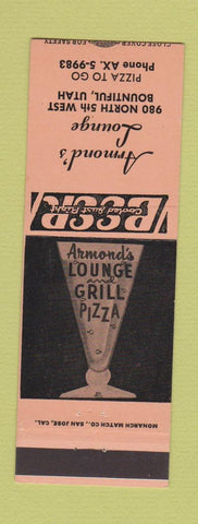 Matchbook Cover - Armond's Lounge Bountiful UT Pizza PEACH