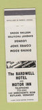 Matchbook Cover - Bardwell Hotel Motor Inn Rutland VT