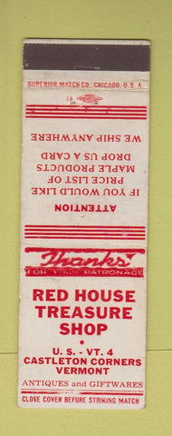Matchbook Cover - Red House Treasure Shop Castleton Corners VT WEAR