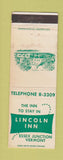Matchbook Cover - Lincoln Inn Essex Junction VT WORN
