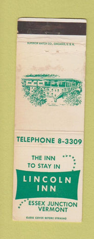 Matchbook Cover - Lincoln Inn Essex Junction VT WORN