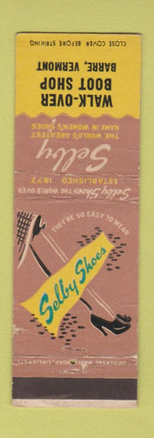 Matchbook Cover - Selby Shoes Walk Over Boot Shop Barre VT