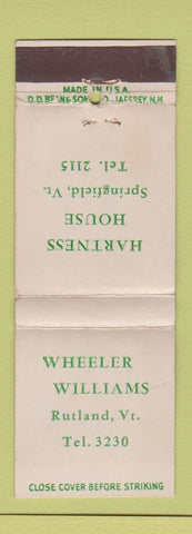 Matchbook Cover - Hartness House Springfield VT low phone #