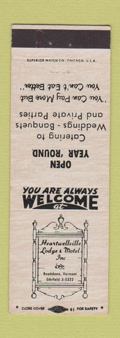 Matchbook Cover - Heartwellville Lodge Motel Readsboro VT