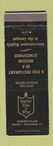 Matchbook Cover - Harbor Hide A Way Shelburne VT
