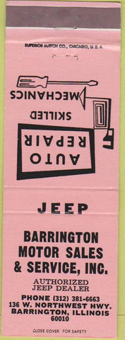 Matchbook Cover - Barrington Motor Sales IL Jeep