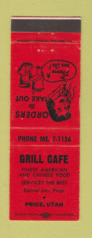 Matchbook Cover - Grill Cafe Price UT Chinese