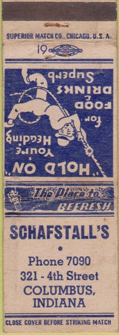 Matchbook Cover - Schafstall's Columbus IN POOR