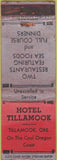 Matchbook Cover - Hotel Tillamook OR WORN