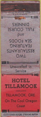 Matchbook Cover - Hotel Tillamook OR WORN