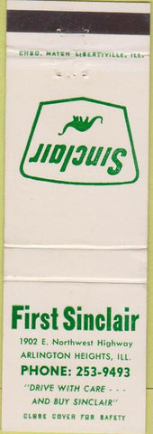 Matchbook Cover - First Sinclair oil gas Arlington Heights IL