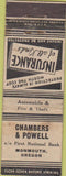 Matchbook Cover - Chambers  and  Powell Bank Monmouth OR WORN