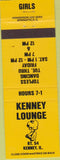 Matchbook Cover - Kenny Lounge strip club Kenney IL girlie yellow