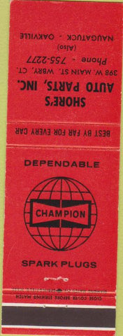 Matchbook Cover - Champion Spark Plugs Naugatuck Oakville CT