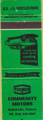 Matchbook Cover - Texaco Oil Gas Redickville ON Canada