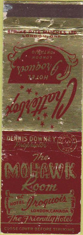 Matchbook Cover - Hotel Iroquois London ON Canada