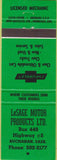 Matchbook Cover - LeSage Chevrolet Buchanan SK