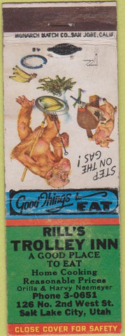 Matchbook Cover - Rill's Trolley Inn Salt Lake City UT wear