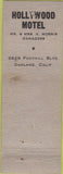 Matchbook Cover - Hollywood Motel Oakland CA Chevrolet WORN
