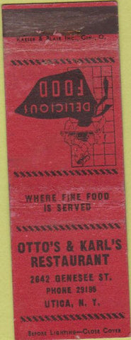Matchbook Cover - Otto's Restaurant Utica NY WEAR