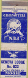 Matchbook Cover - Moose Lodge Geneva POOR