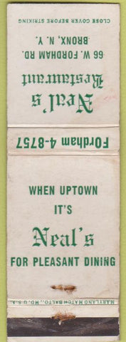 Matchbook Cover - Neal's Restaurant Bronx NY WORN