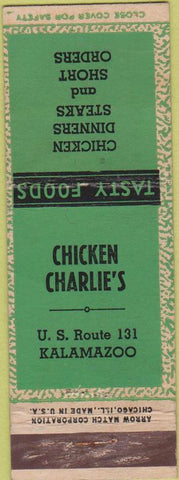 Matchbook Cover - Chicken Carlies Kalamazoo MI CREASE Arrow