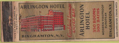 Matchbook Cover - Arlington Hotel Binghamton NY WEAR