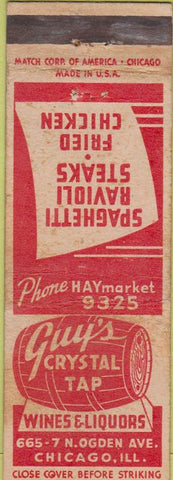 Matchbook Cover - Guy's Crystal Tap Chicago IL POOR