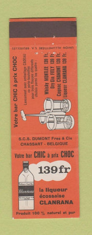 Matchbook Cover - 139fr Liquor Clanrana Belgium