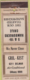 Matchbook Cover - Gril Kist Hamburgers NO TOWN